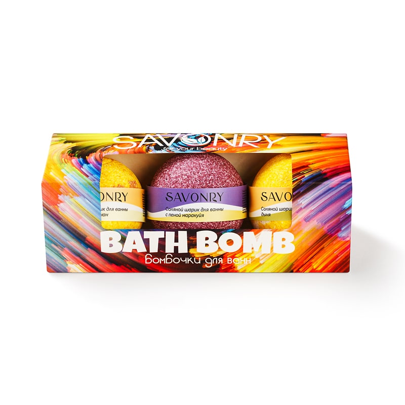 Набор BATH BOMB (Набор бурлящих шариков МАРАКУЙЯ-БАНАН-ДЫНЯ), 3шт.